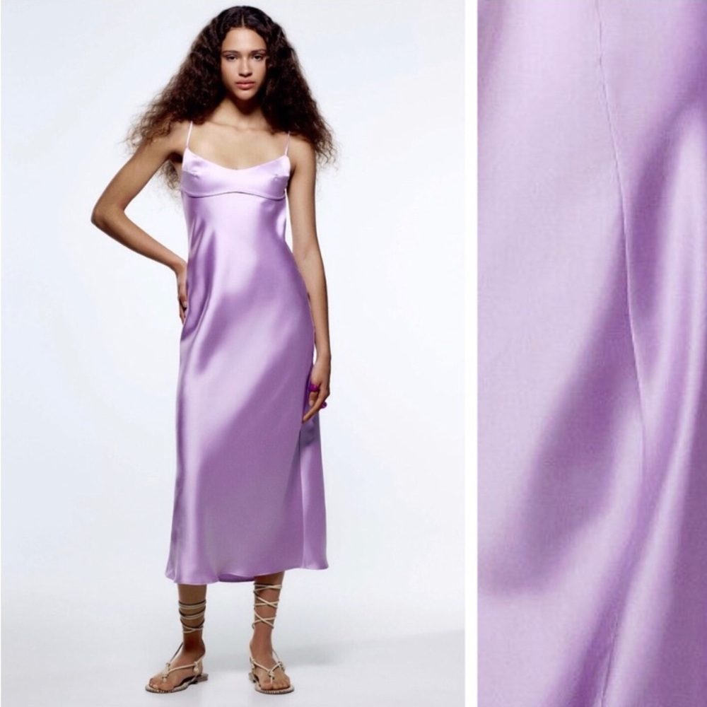 Zara Purple Satin Dress